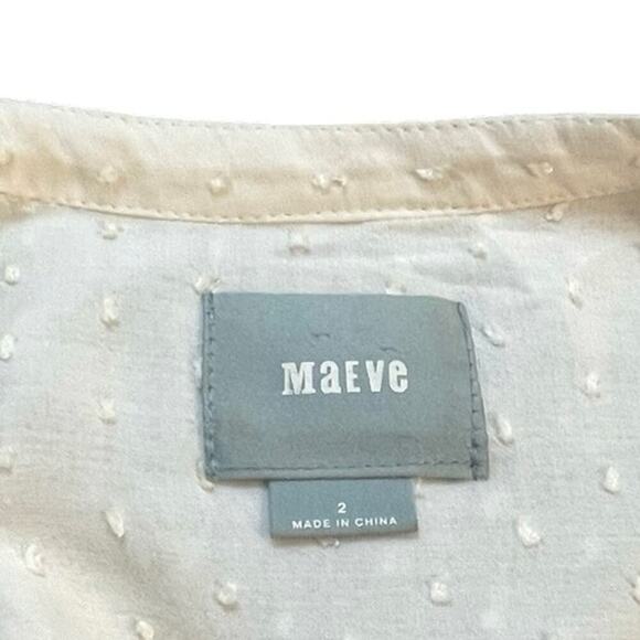 Maeve by Anthropologie Size 2 Cream Swiss Dot Long Sleeve Button Down Blouse - Picture 7 of 9